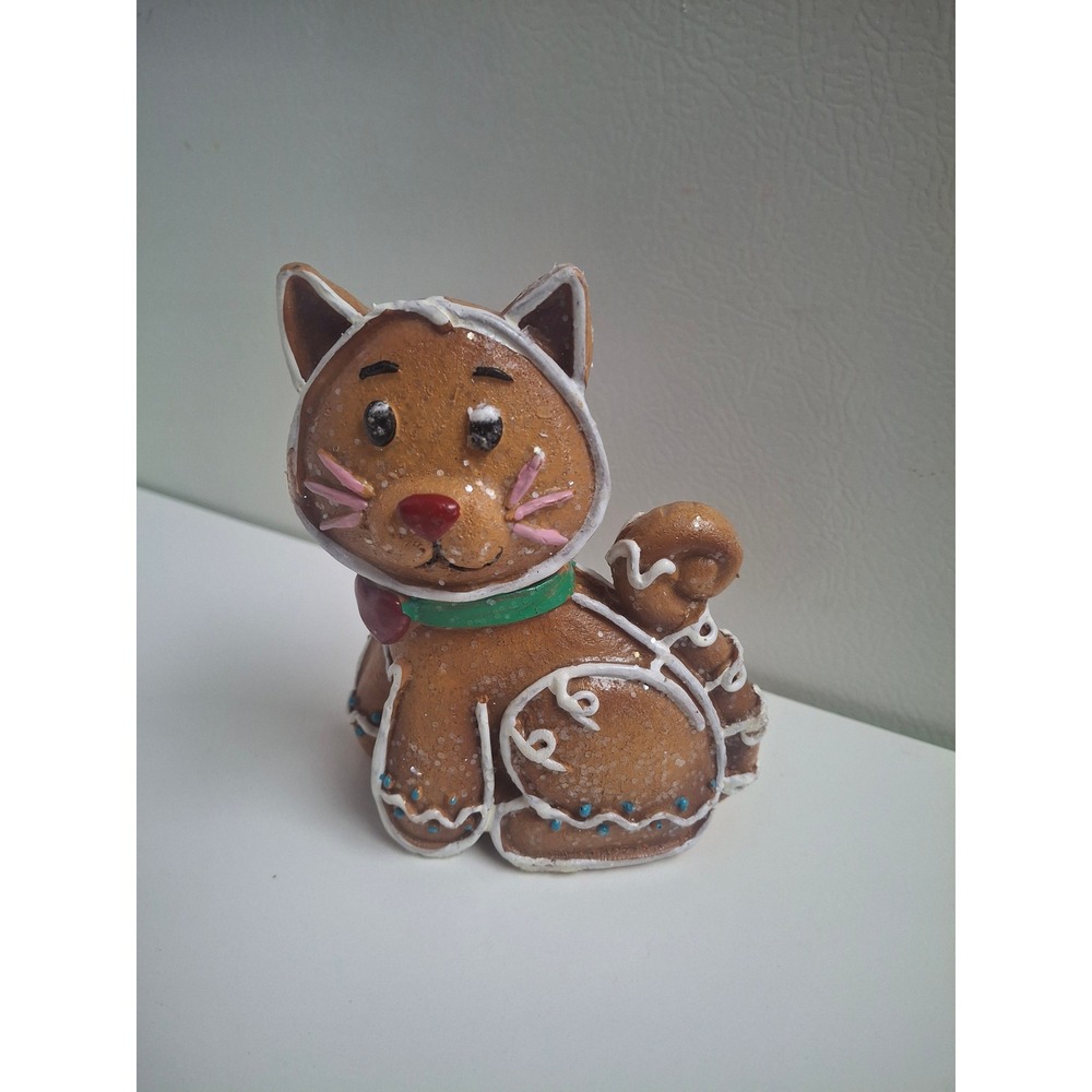 CVS Gingerbread Cat Figurine 4.5" Resin Christmas Holiday Decor Brown Kitten
